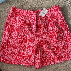J. Crew Factory Pink and Red Floral Design Shorts